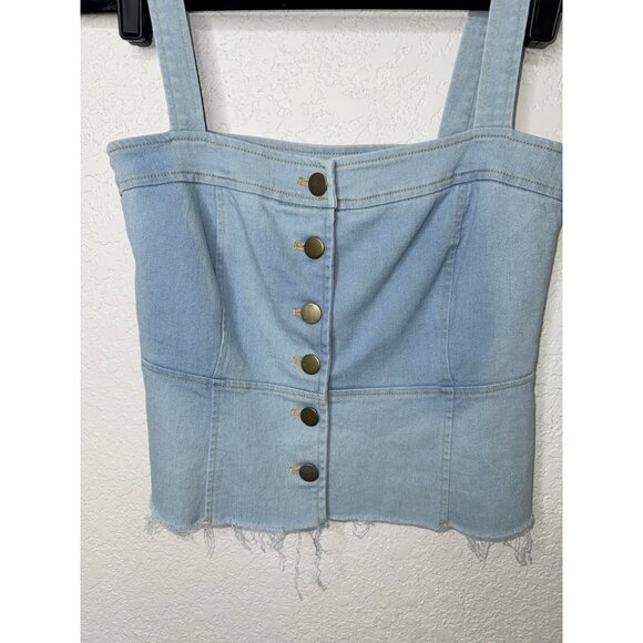 Nomad The Label Top Small Womens Shirt Chambray Denim Button Front Tank 1C - Picture 2 of 8